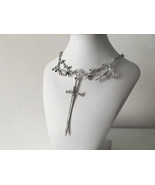 Viking necklace chain with tree branch sword pendant Goth Forest Jewelry... - $373.12 MXN