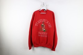 Vintage 90s Streetwear Womens Large Faded Christmas Bear Ohio Sweatshirt... - $49.45