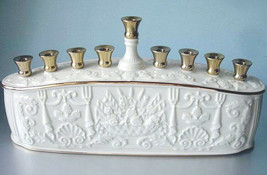 Lenox Judaic Hanukkah Menorah Ivory Embossed Design Made in USA New - $68.90