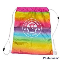 Build A Bear String Backpack Rainbow EST 1997 Hot Pink Drawstring Bag BAB - £9.39 GBP