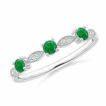 ANGARA Natural 0.28 Ct Emerald &amp; Diamond Marquise and Dot Ring in 14K So... - £434.57 GBP