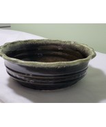 Vintage Hull USA  Pottery Green brown Drip Glaze Bowl planter F26 - £18.36 GBP
