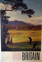 Vintage 1960&#39;s Travel Poster Travel in Britain Golf St Andrews 30&quot; x 20&quot; - $33.25