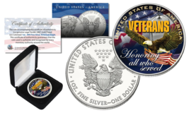 Veterans United States 1 Oz .999 Silver American Us Silver Eagle With Box &amp; Coa - £67.64 GBP