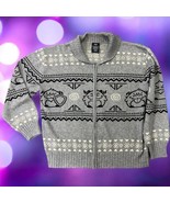 Poro League Of Legends Zip-Up Ugly Sweater Cardigan Gray Size XL Wool Bl... - $46.75