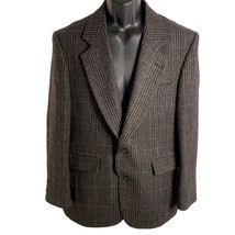 Vintage Lanier Wool Blend Sport Coat Blazer 42 Black Check 2 Button Pockets - £56.65 GBP