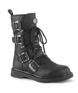 DEMONIA BOLT-265 Men&#39;s Punk Combat Biker Black Buckles Lace Up Calf Ankl... - $2,165.83 MXN