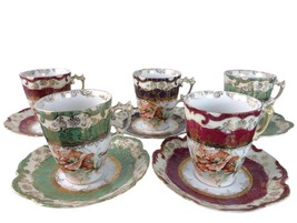 1920&#39;s Demitasse Turkish Coffee Cup and Saucer Set of 5 Rudolph Wachter ... - £195.68 GBP
