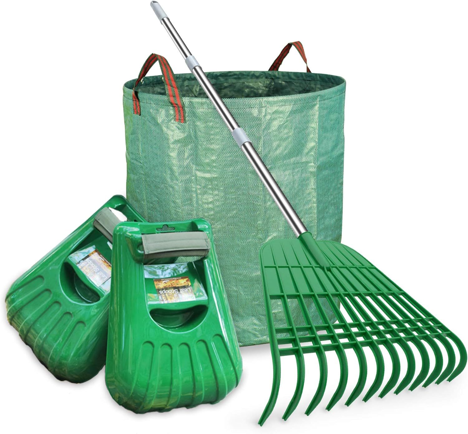 Gardzen Large Leaf Scoop &amp; 12 Tines Gardening Leaf Rake Set, Comes With 72 - $43.95