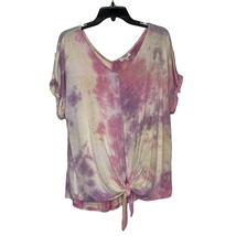 Umgee T-Shirt Top Size Small Pastel Tie Dye Bottom Tie Cotton Blend Womens  - £15.47 GBP