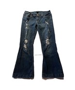 Ariya Jeans Women’s 11/12 Blue Boot Cut Denim Flap Pockets 29x27 Distressed - $33.85 CAD