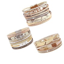 3Pack Leather Cuff Bracelet Set Multilayer Wrap Tree - £55.60 GBP