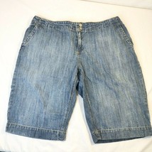Liz &amp; Co Light Blue Denim Bermuda Length Shorts Womens Size 18 Modest Comfort - £19.05 GBP