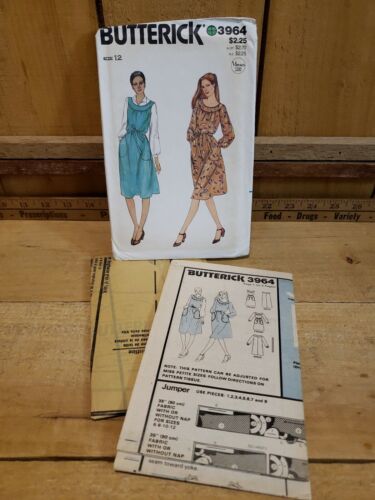 Primary image for Vintage Butterick 3964 Pattern Misses Dress Jumper  Sz 12 Misses Petite