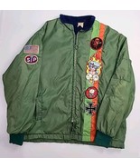 Vintage 80s Flight Bomber Style Patch Jacket Size XL Unique Retro Fleece... - £92.90 GBP