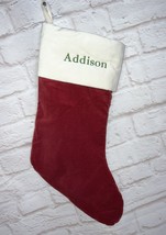 Red Velvet Quilted Pottery Barn Medium Christmas Stocking Monogram ADDIS... - $23.83