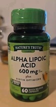 Nature&#39;s Truth Alpha Lipoic Acid 600 mg Plus Biotin 60 Caps Exp 7/2025 - £11.74 GBP