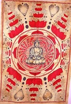 Traditional Jaipur Lotus Buddha Tapestry, Indian Wall Hanging, Hippie Dorm Room  - £19.83 GBP