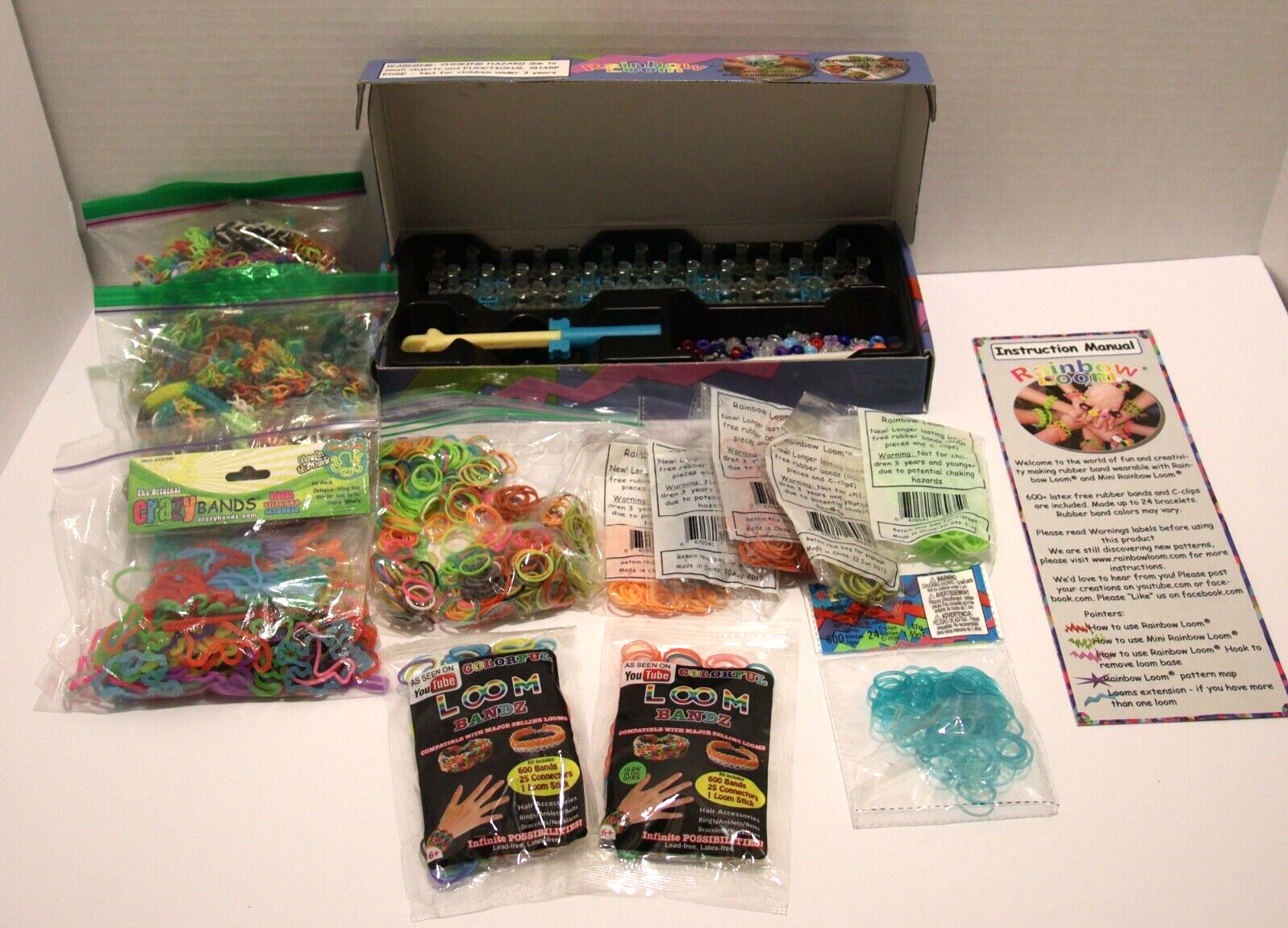 Primary image for Rainbow Loom Rubber Band Bracelet Making Kit With Hook Beads Extra Loom Bands