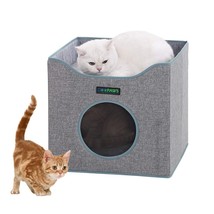 JESPET Foldable Cat Condo, Cat Cube House &amp; Sleepping Bed with Lying Sur... - £27.88 GBP