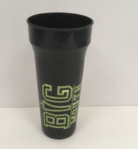 Retro large  tall black plastic cup with green big mouth graphics distressed - $19.75