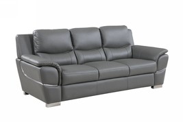 85" Gray Leather Sofa With Silver Legs - $30,708.44 MXN