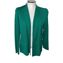 Exclusively Misook Green Checkered Knit Long Sleeve Open Front Cardigan ... - $45.98