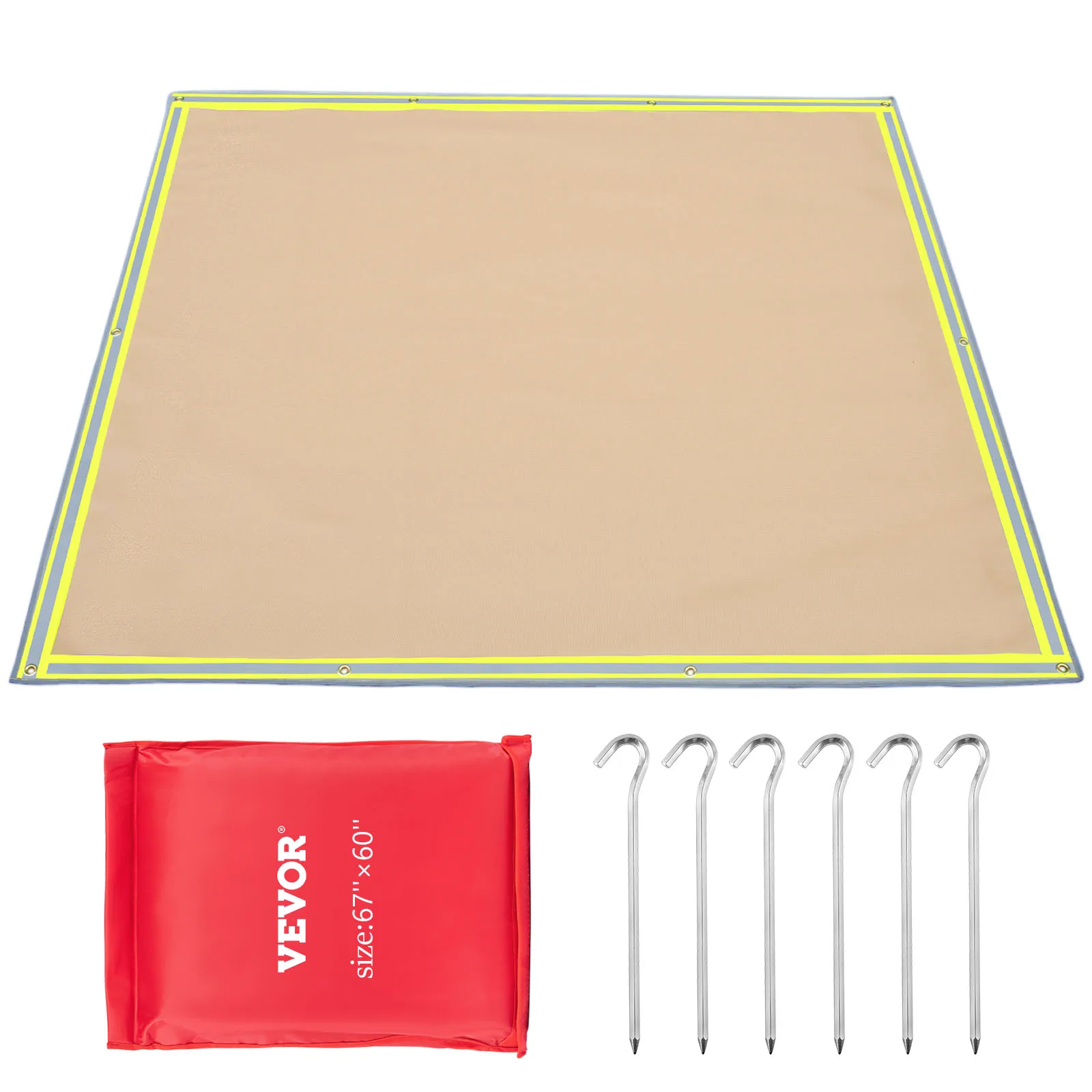 VEVOR 1.7*1.5M Fire Pit Mat Fireproof Camping Stove Grill Blanket Emergency gl R - £95.07 GBP