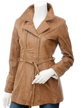 LE Women Leather Jacket in Tan Addison - £110.12 GBP+