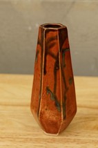 Studio Art Pottery MCM Mid Century Modern Hexagon Bud Vase Brick Red Bro... - £19.37 GBP