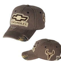 Chevrolet Bowtie Frayed Patch Camo Buck Brown UNSTRCTURED Hat - £23.63 GBP