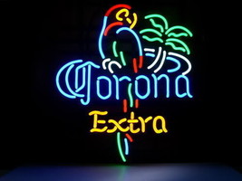 New Corona Extra Parrot Beer Real Glass Handmade Neon Sign 17&quot;x14&quot; - £105.17 GBP