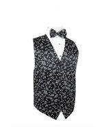 David&#39;s Formal Wear Musical Notes Black and White Tuxedo Vest and Bow Ti... - €139,30 EUR