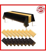 16-Piece Black and Gold Tablecloth Set: Perfect for Weddings, Graduation... - $914.25 MXN