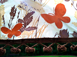 Groovy 1970&#39;s MoD Plastic Pom Pom Valance Curtain with Butterfly &amp; Flower Design - £14.15 GBP