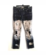 Demolition Distressed Paint Splatter Bleached Moto Kids Jeans Black Gray 12 - $27.35 CAD