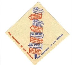The Oasis, The Whistling Pig &amp; Melody Lane Napkin Los Angeles California... - £19.43 GBP