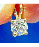 Earth mined Diamond Solitaire Pendant Deco Design Necklaces 14k Gold 18&quot;... - £2,351.27 GBP