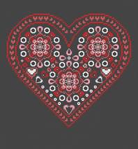 Love Heart Cross Stitch Ornament pattern pdf - Red Heart Embroidery Blac... - £3.77 GBP