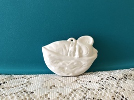 O2 - Mouse in Walnut Shell Ornament Ceramic Bisque Ready-to-Paint - $2.75
