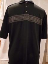 Pebble Beach Performance Men&#39;s Black  with Beige Golf Polo Shirt Size La... - $16.78