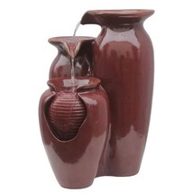 Outdoor Garden Patio 3-Tier Burgundy Red Ceramic-Look Polyresin Water Fountain - $3,189.71 MXN