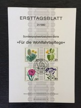 Old Vintage 4 GERMANY Postage Stamps, Flowers, 1980 - $3.00