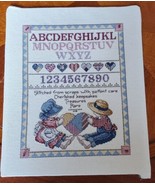 VTG 80s Cross Stitch Country Sampler Completed Alphabet Numbers Heart em... - $31.83 CAD