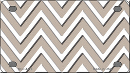 Big Tan White Chevron Novelty Mini Metal License Plate Tag - £11.94 GBP