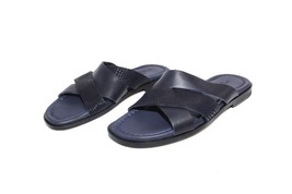 Prem Full Leather Slippers, Leather Soles, Soft Insoles, Dark Blue Sliders for T - £280.28 GBP