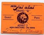 MGM Grand Hotel Jai Alai Fronton Pass Las Vegas Nevada 1980 - £27.57 GBP