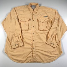 Columbia Shirt Mens XL Yellow PFG Button Down Nylon Pockets Hunting Fishing - £13.41 GBP