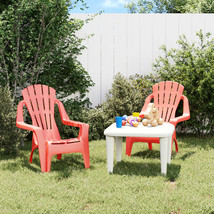 Garden Chairs 2 pcs for Children Red 37x34x44 cm PP Wooden Look - £31.55 GBP