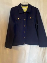 NWOT Isaac Mizrahi Live Dark Blue Button Front Cotton Jacket Size 18  - £21.75 GBP
